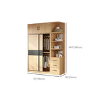 Light Wood Modular Wardrobe Wall With Sliding Doors And Open Shelving Dimensions