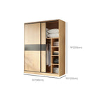 Light Wood Modular Wardrobe Wall With Sliding Doors And Open Shelving Dimensions