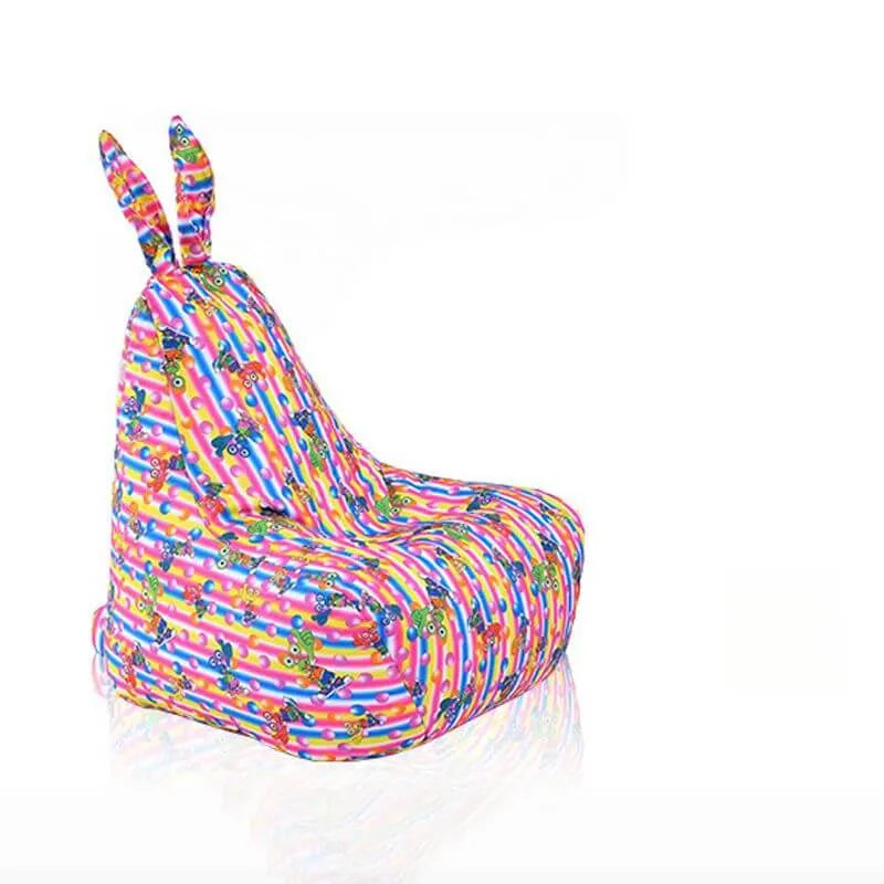 Linen Bean Bag Chair with Removable Cover and Bunny Ear Design