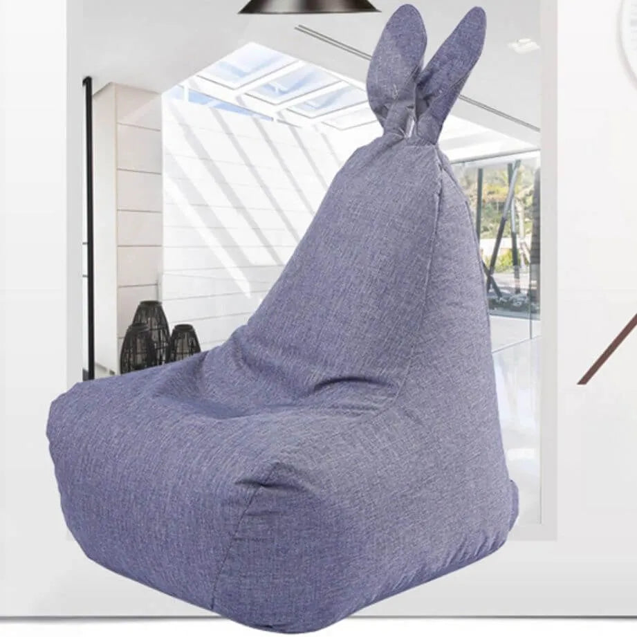 Linen Bean Bag Chair with Removable Cover and Bunny Ear Design Main Product Image