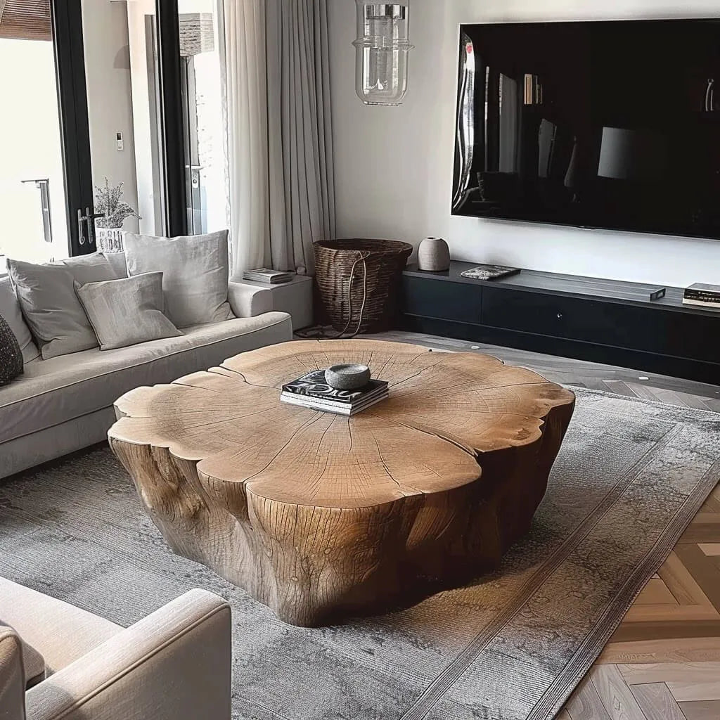 Live Edge Coffee Table with Organic Inlay – Wabi-Sabi Gathering Centerpiece