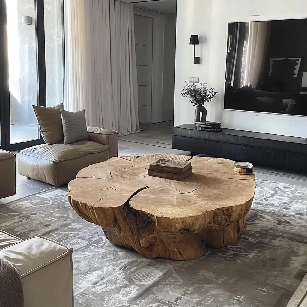 Live Edge Coffee Table with Organic Inlay – Wabi-Sabi Gathering Centerpiece