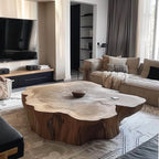 Live Edge Coffee Table with Organic Inlay – Wabi-Sabi Gathering Centerpiece