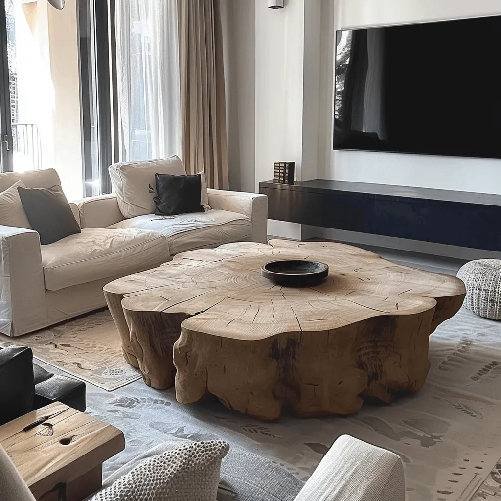 Live Edge Coffee Table with Organic Inlay – Wabi-Sabi Gathering Centerpiece Main Product Image