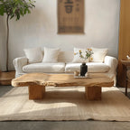 Live Edge Solid Wood Coffee Table with Organic Silhouette and Wabi-Sabi Craft