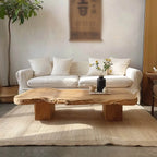 Live Edge Solid Wood Coffee Table with Organic Silhouette and Wabi-Sabi Craft