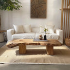 Live Edge Solid Wood Coffee Table with Organic Silhouette and Wabi-Sabi Craft