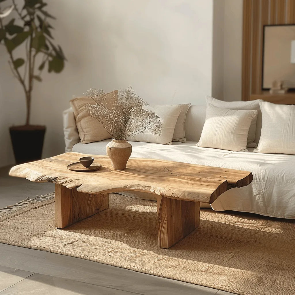 Live Edge Solid Wood Coffee Table with Organic Silhouette and Wabi-Sabi Craft Main Product Image
