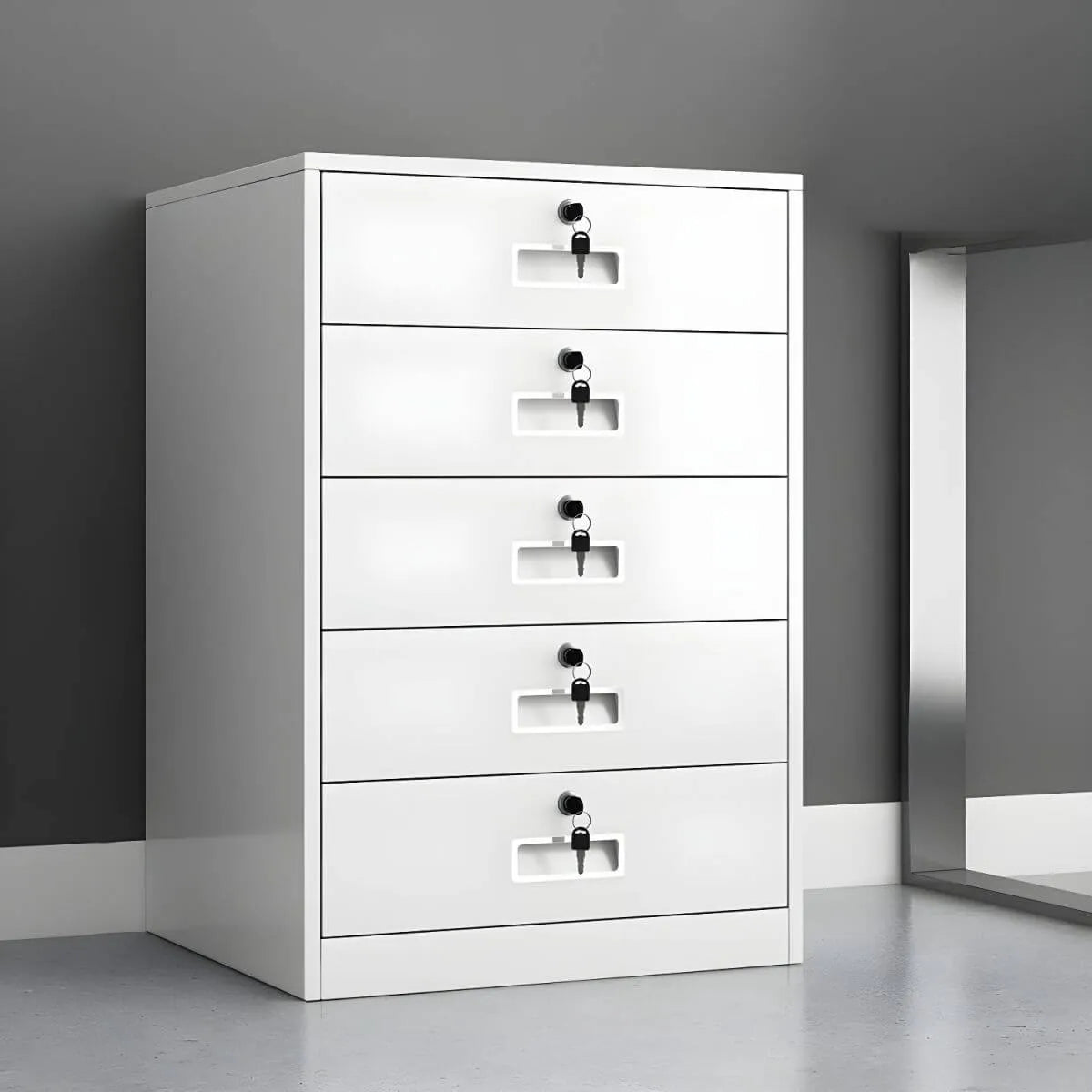 Lockable Fireproof Metal File Cabinet With Versatile Vertical Storage