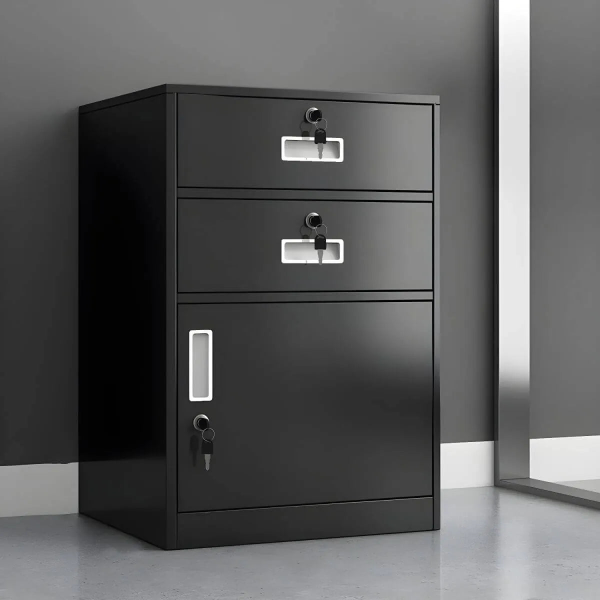 Lockable Fireproof Metal File Cabinet With Versatile Vertical Storage