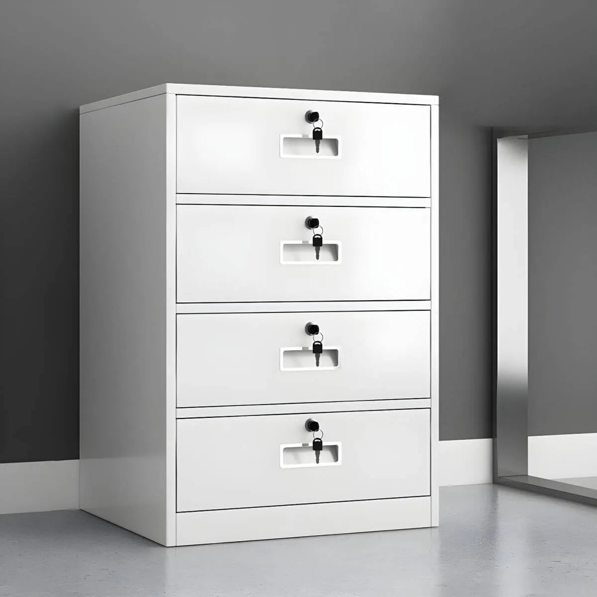 Lockable Fireproof Metal File Cabinet With Versatile Vertical Storage