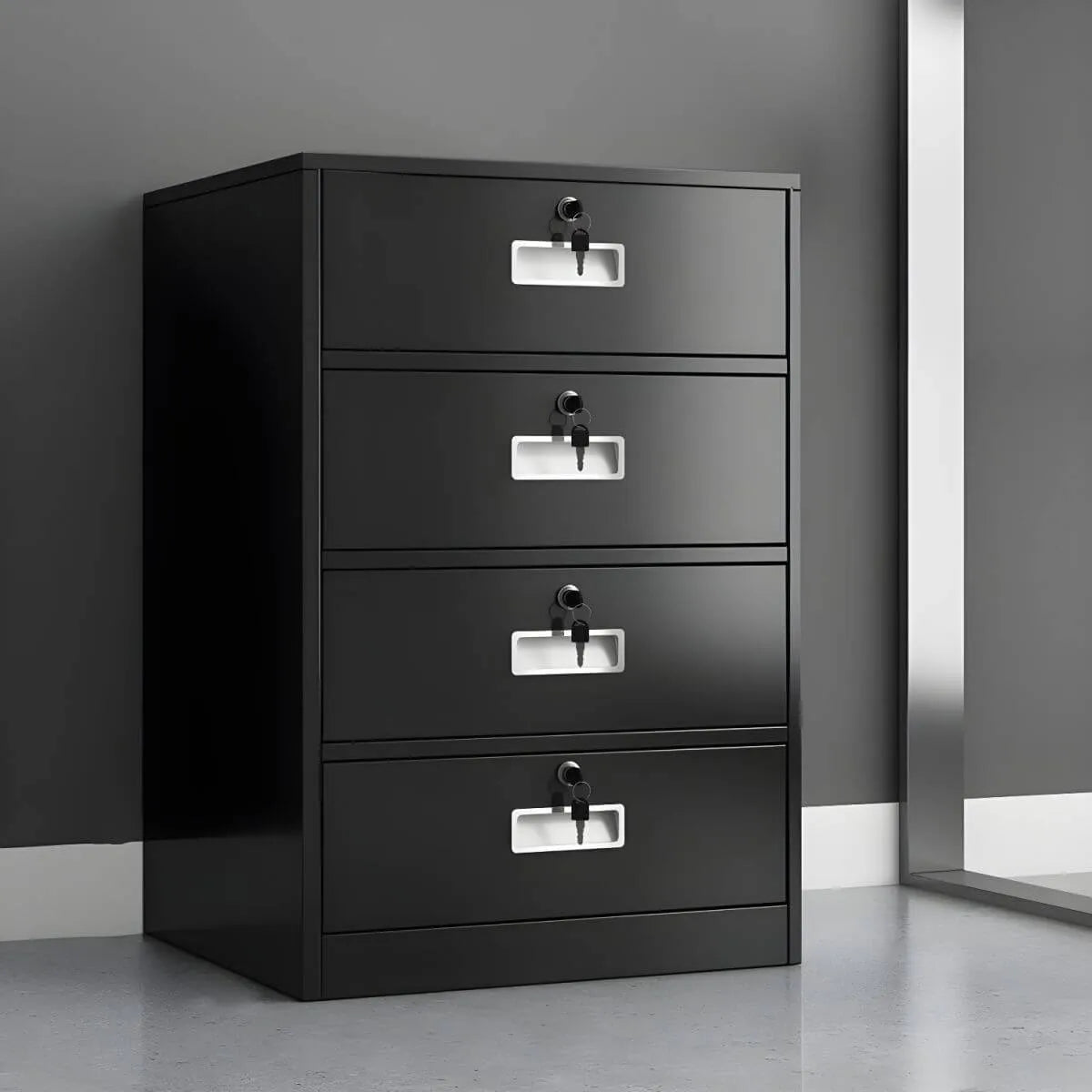 Lockable Fireproof Metal File Cabinet With Versatile Vertical Storage
