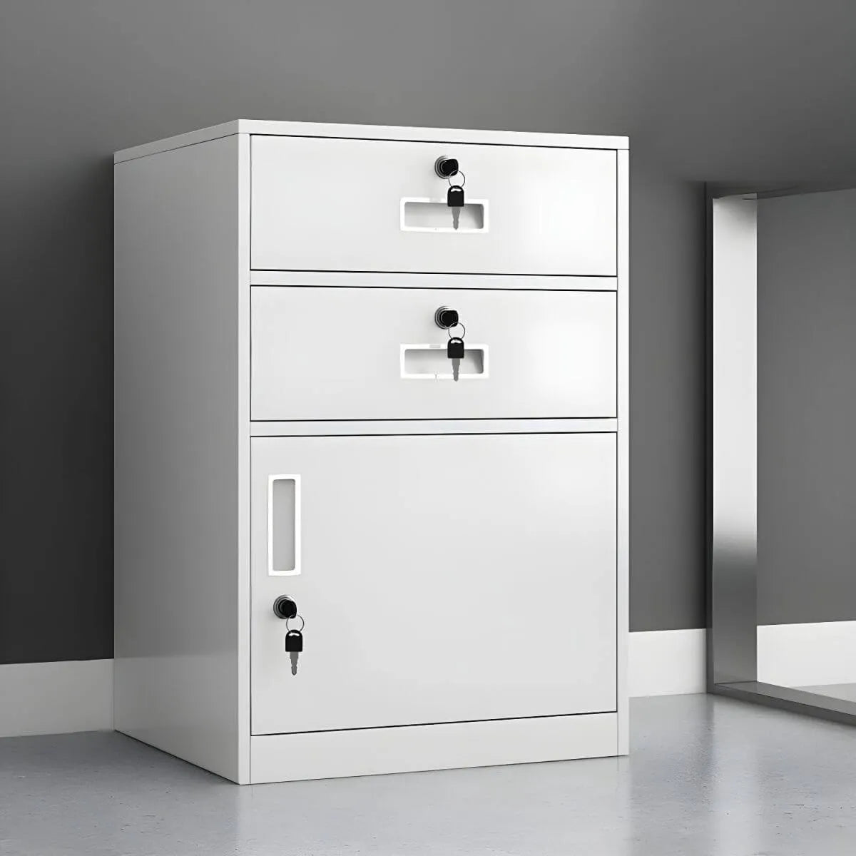 Lockable Fireproof Metal File Cabinet With Versatile Vertical Storage