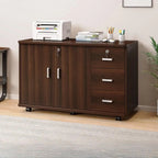 Lockable Wood Filing Cabinet With Shelves, Drawers and Casters