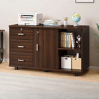 Lockable Wood Filing Cabinet With Shelves, Drawers and Casters