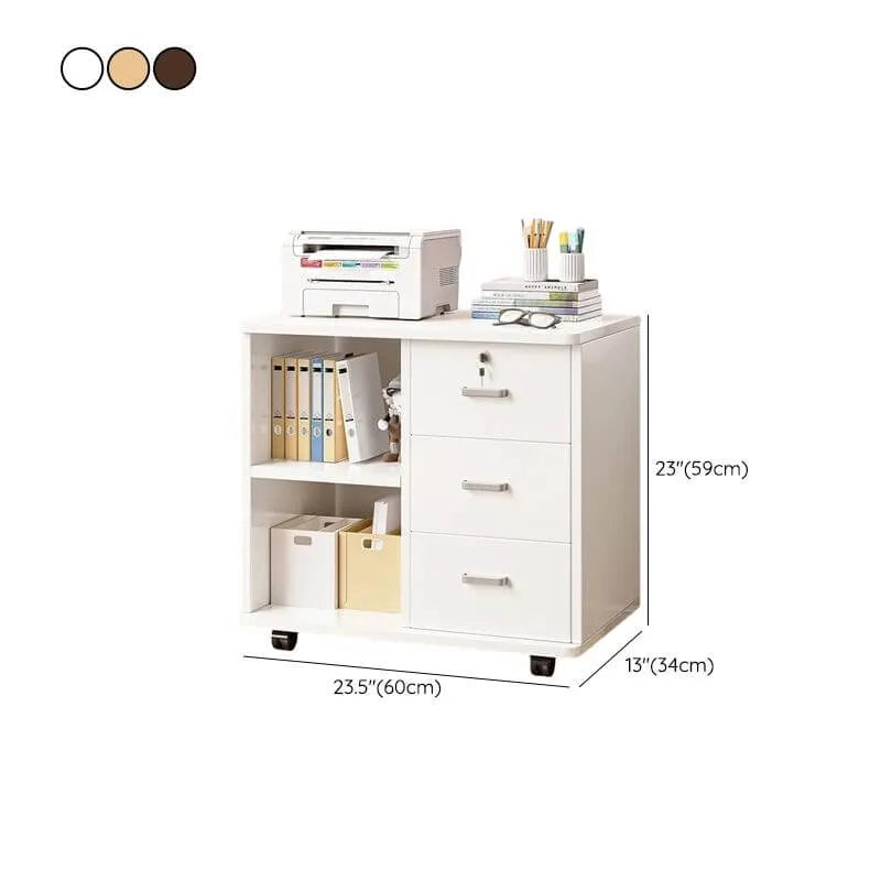 Lockable Wood Filing Cabinet With Shelves, Drawers and Casters Dimensions
