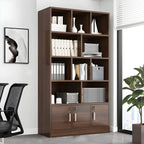 Lockable Wood Office Storage Cabinet With Open Shelves