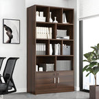 Lockable Wood Office Storage Cabinet With Open Shelves