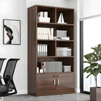 Lockable Wood Office Storage Cabinet With Open Shelves