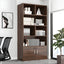 Lockable Wood Office Storage Cabinet With Open Shelves