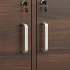 Lockable Wood Office Storage Cabinet With Open Shelves