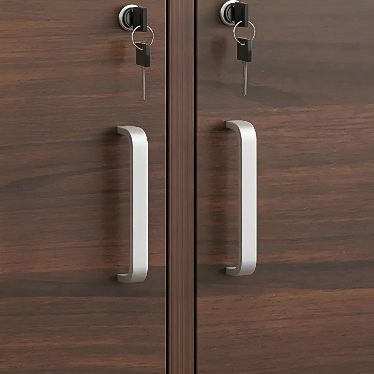 Lockable Wood Office Storage Cabinet With Open Shelves