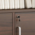 Lockable Wood Office Storage Cabinet With Open Shelves
