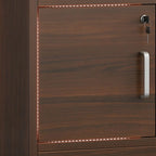 Lockable Wood Office Storage Cabinet With Open Shelves