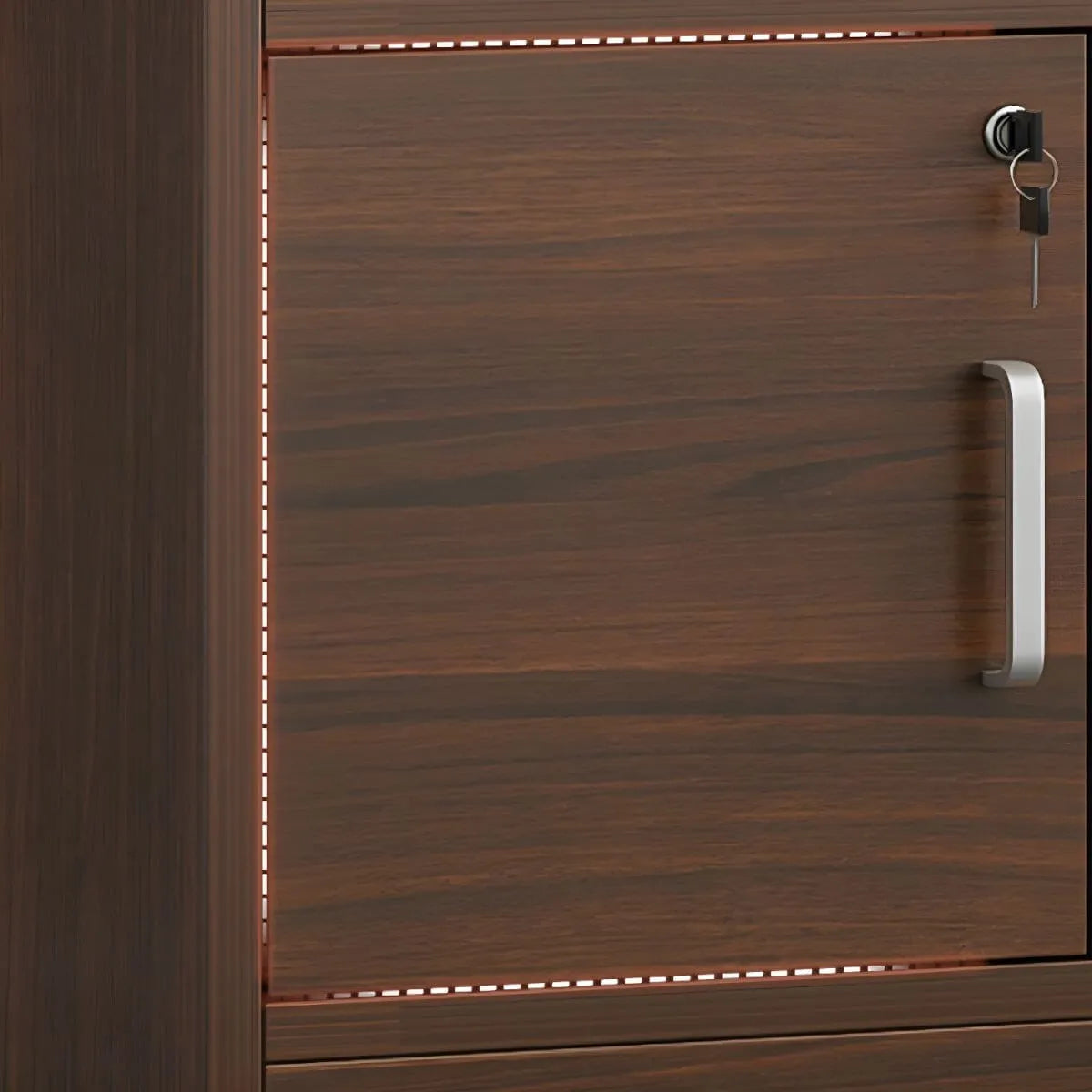 Lockable Wood Office Storage Cabinet With Open Shelves