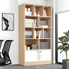 Lockable Wood Office Storage Cabinet With Open Shelves