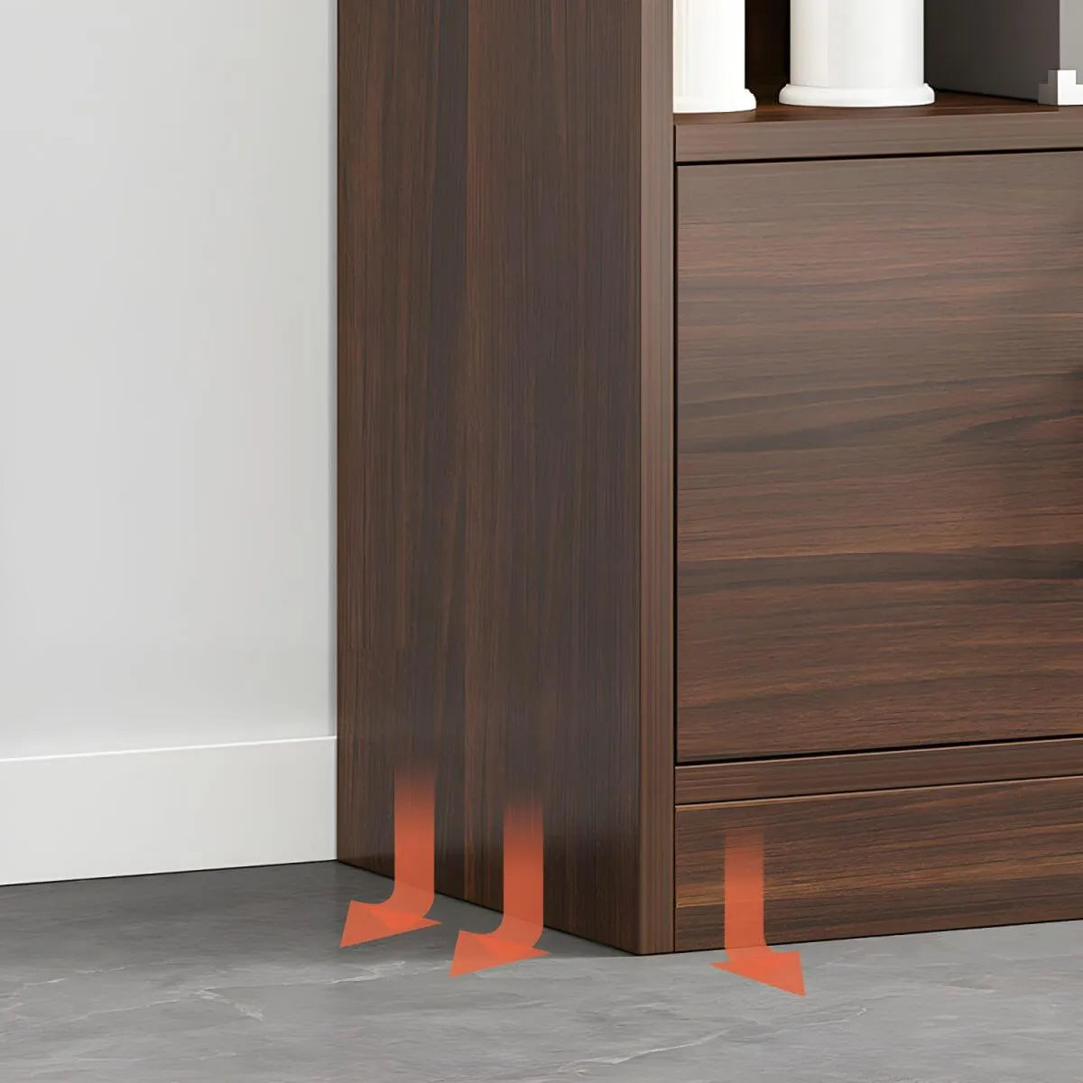 Lockable Wood Office Storage Cabinet With Open Shelves