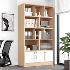 Lockable Wood Office Storage Cabinet With Open Shelves