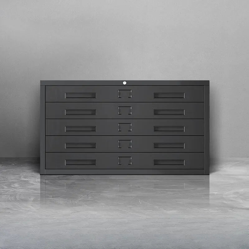 Locking Steel Lateral File Cabinet With 5 Drawers and Label Slots