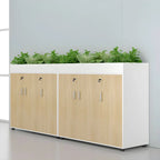 Locking Wood Planter Filing Cabinet Divider With Open Shelves