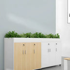 Locking Wood Planter Filing Cabinet Divider With Open Shelves