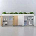 Locking Wood Planter Filing Cabinet Divider With Open Shelves