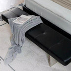 Low-Profile Armless Bench in Modern Style with Five-Section Tufting and Polished Metal Base