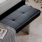 Low-Profile Armless Bench in Modern Style with Five-Section Tufting and Polished Metal Base