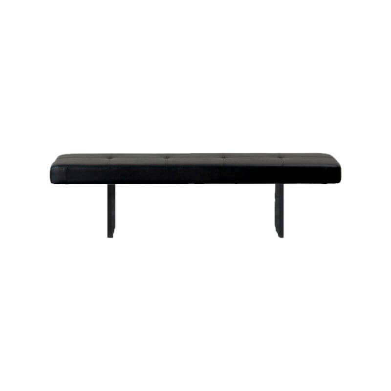 Low-Profile Armless Bench in Modern Style with Five-Section Tufting and Polished Metal Base