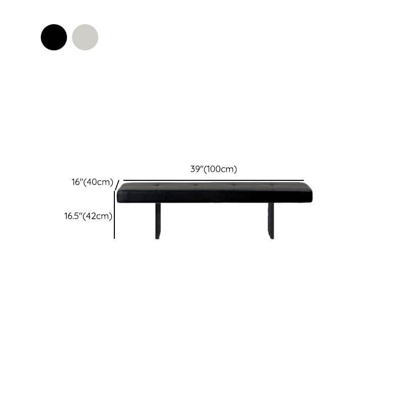 Low-Profile Armless Bench in Modern Style with Five-Section Tufting and Polished Metal Base Dimensions