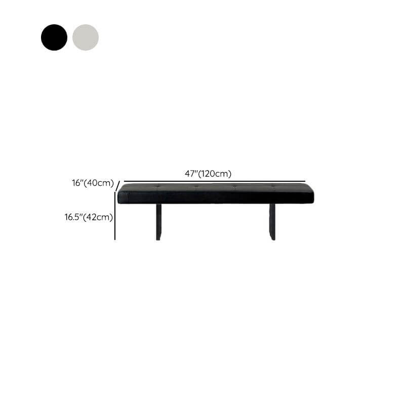 Low-Profile Armless Bench in Modern Style with Five-Section Tufting and Polished Metal Base Dimensions
