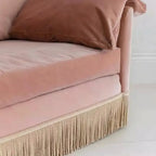 Low-Profile Fringe Sofa Series With Velvet Texture and Cocooned Silhouette
