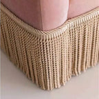 Low-Profile Fringe Sofa Series With Velvet Texture and Cocooned Silhouette