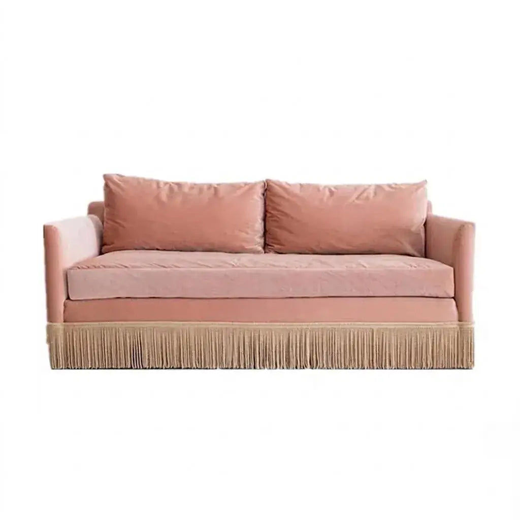 Low-Profile Fringe Sofa Series With Velvet Texture and Cocooned Silhouette Main Product Image Main image