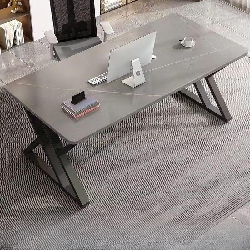 Low-Profile Modern Coffee Table with Sintered Stone Top and Metal Base