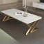Low-Profile Modern Coffee Table with Sintered Stone Top and Metal Base