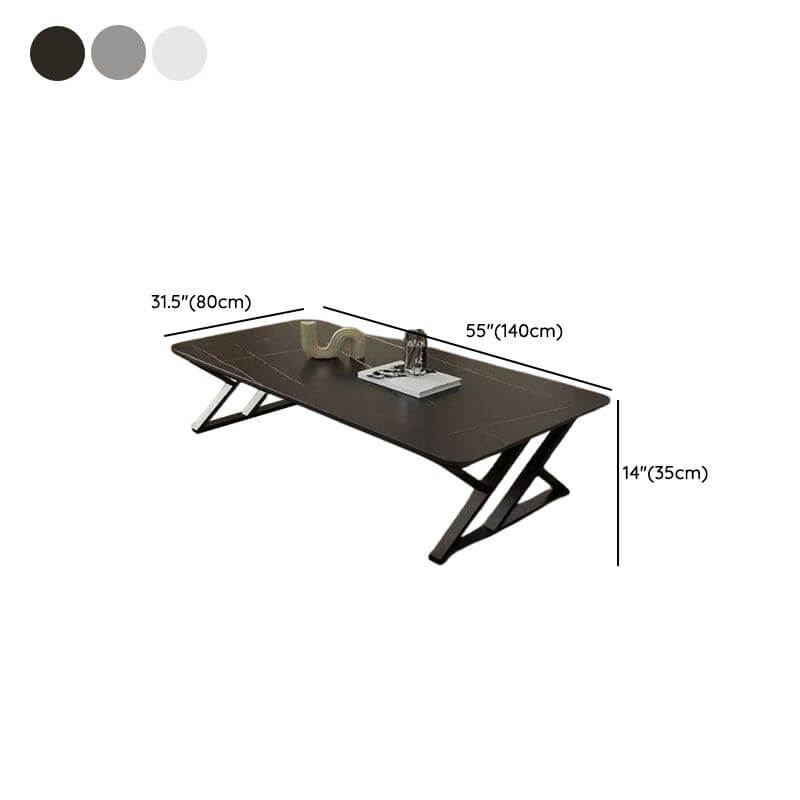 Low-Profile Modern Coffee Table with Sintered Stone Top and Metal Base Dimensions