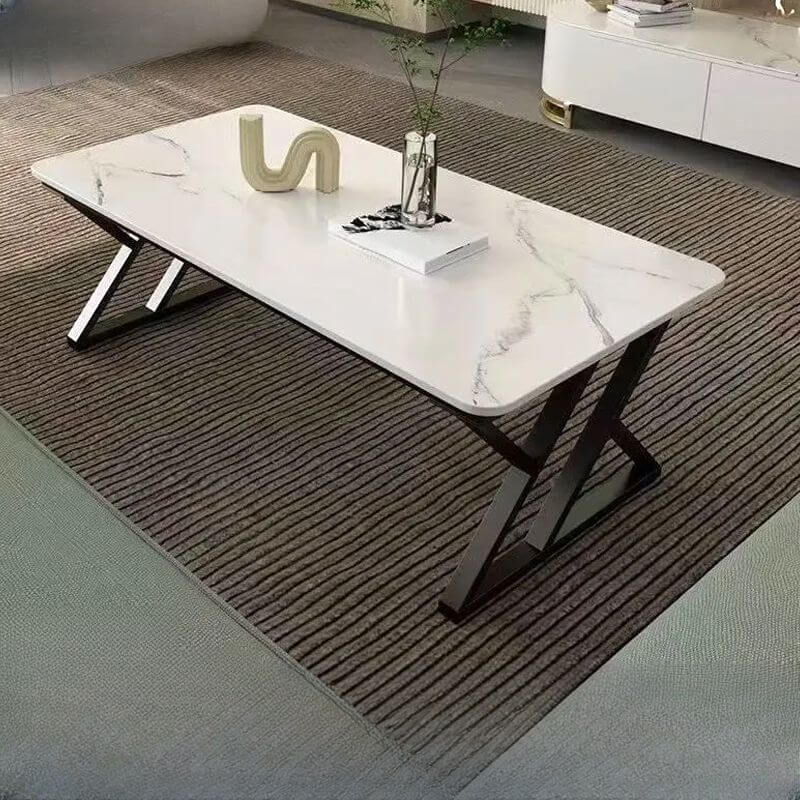 Low-Profile Modern Coffee Table with Sintered Stone Top and Metal Base Main Product Image Imagen principal del producto