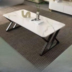 Low-Profile Modern Coffee Table with Sintered Stone Top and Metal Base Main Product Image