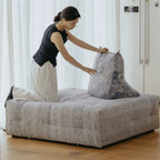 Low-Profile Modular Sofa With Movable Backrests and French Violet Appeal